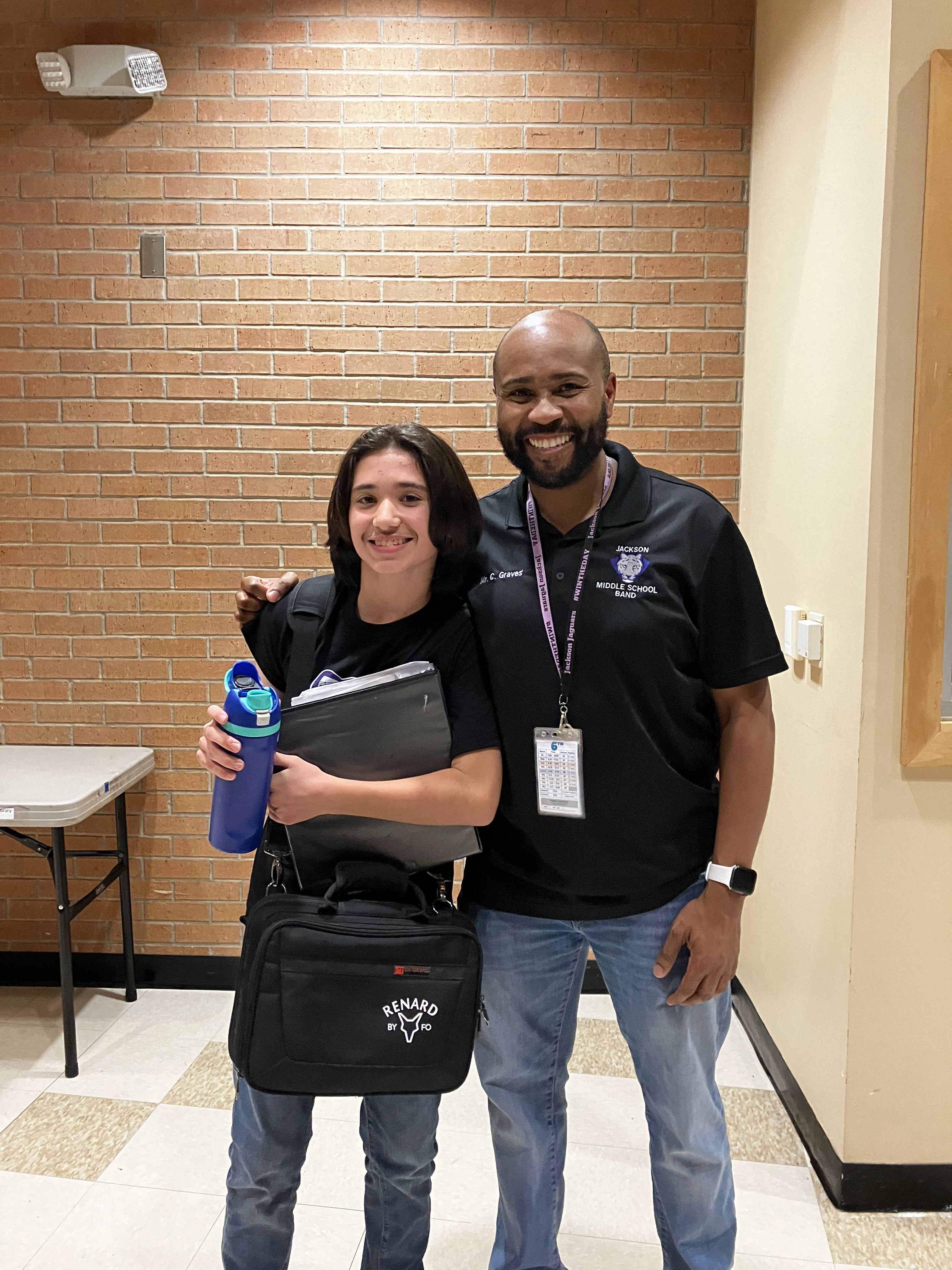 Lyle Springer with Mr. Graves, band director of Jackson.